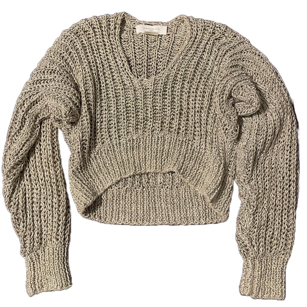 Alexander Wang Metallic Cropped Sweater, Size Small